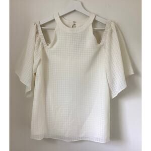 Saks Fifth Avenue white cold-shoulder cream blouse women’s L